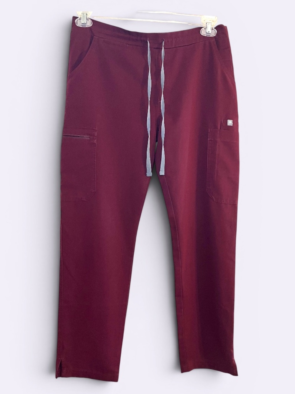 Figs Burgundy Yola Scrub Pants Smooth Front Elasticized Back Waist Size SP